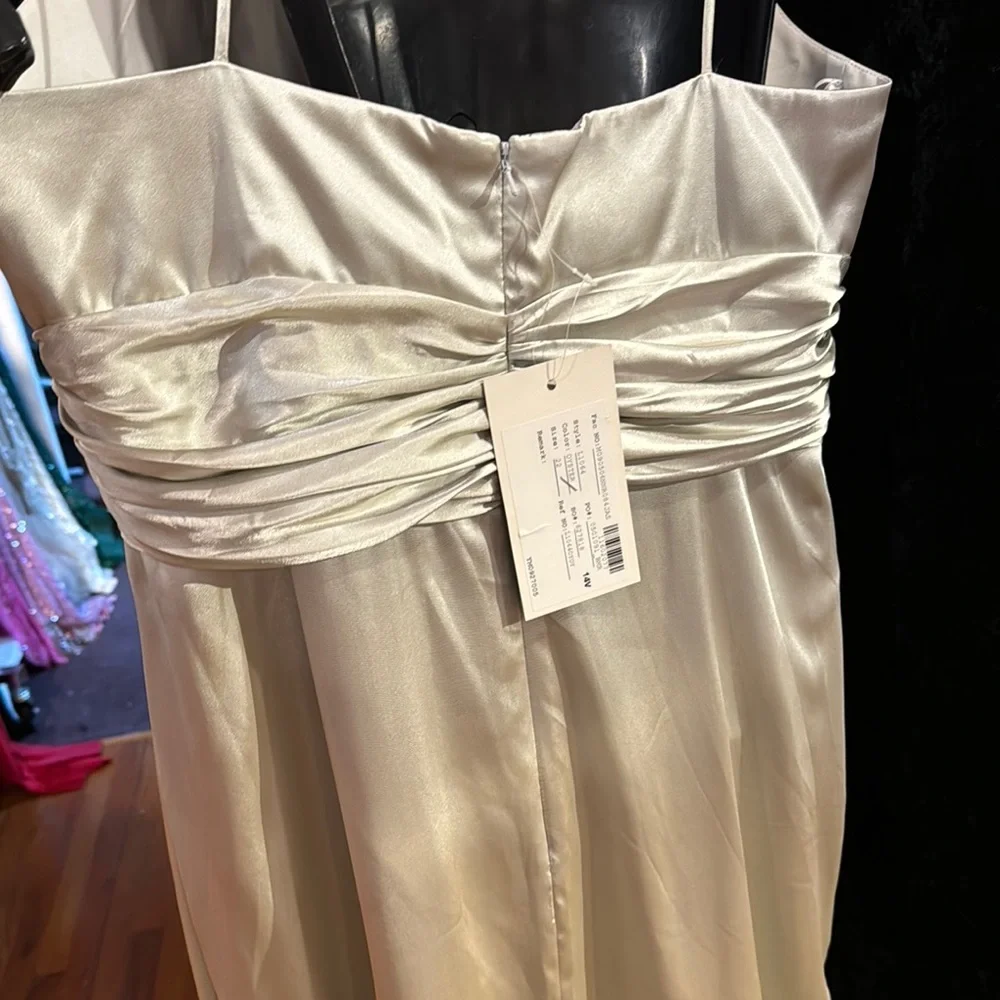 Oyster Ruched Halter Gown Belsoie Style no. L1064 - Picture 5 of 6